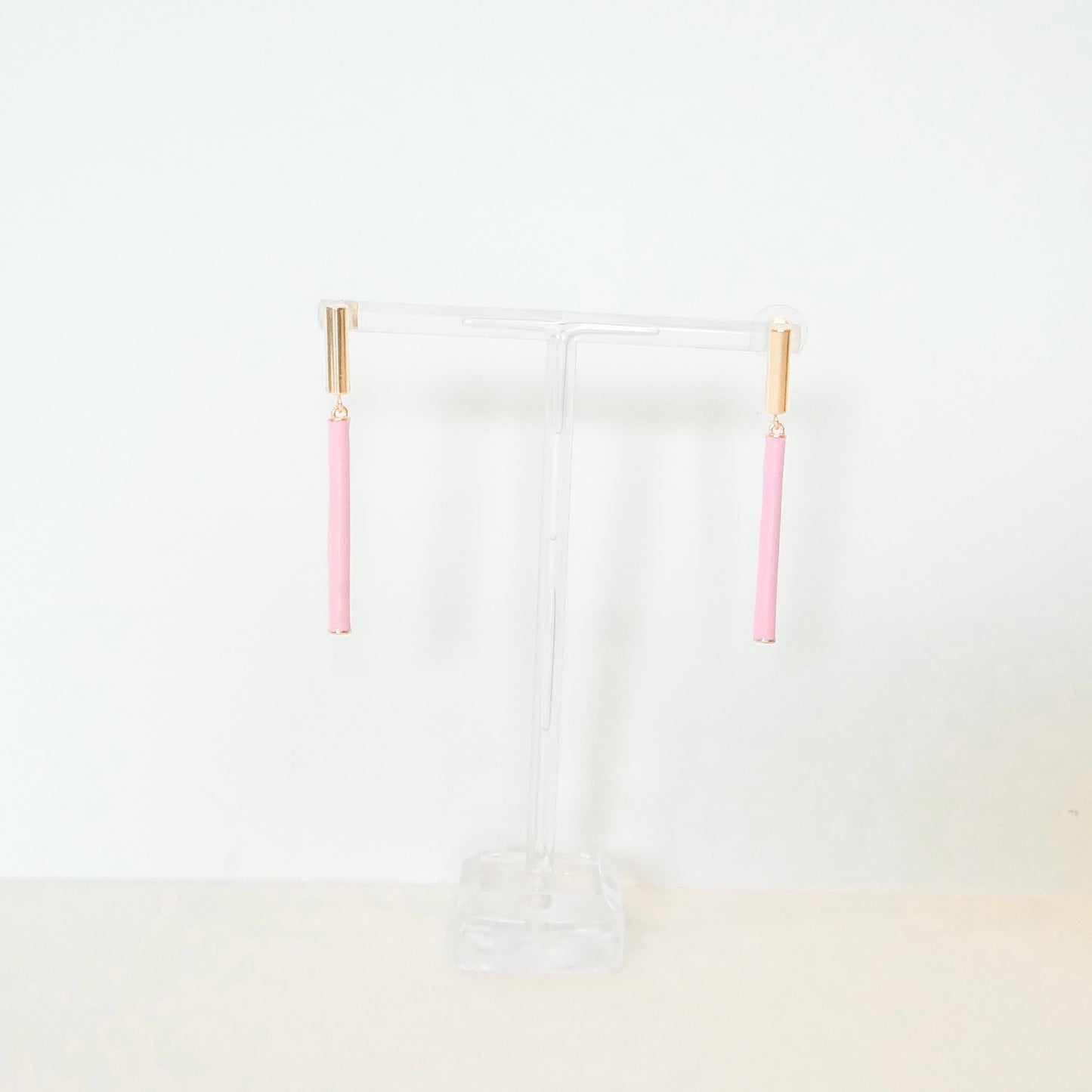 Pink Linked Bar Earrings