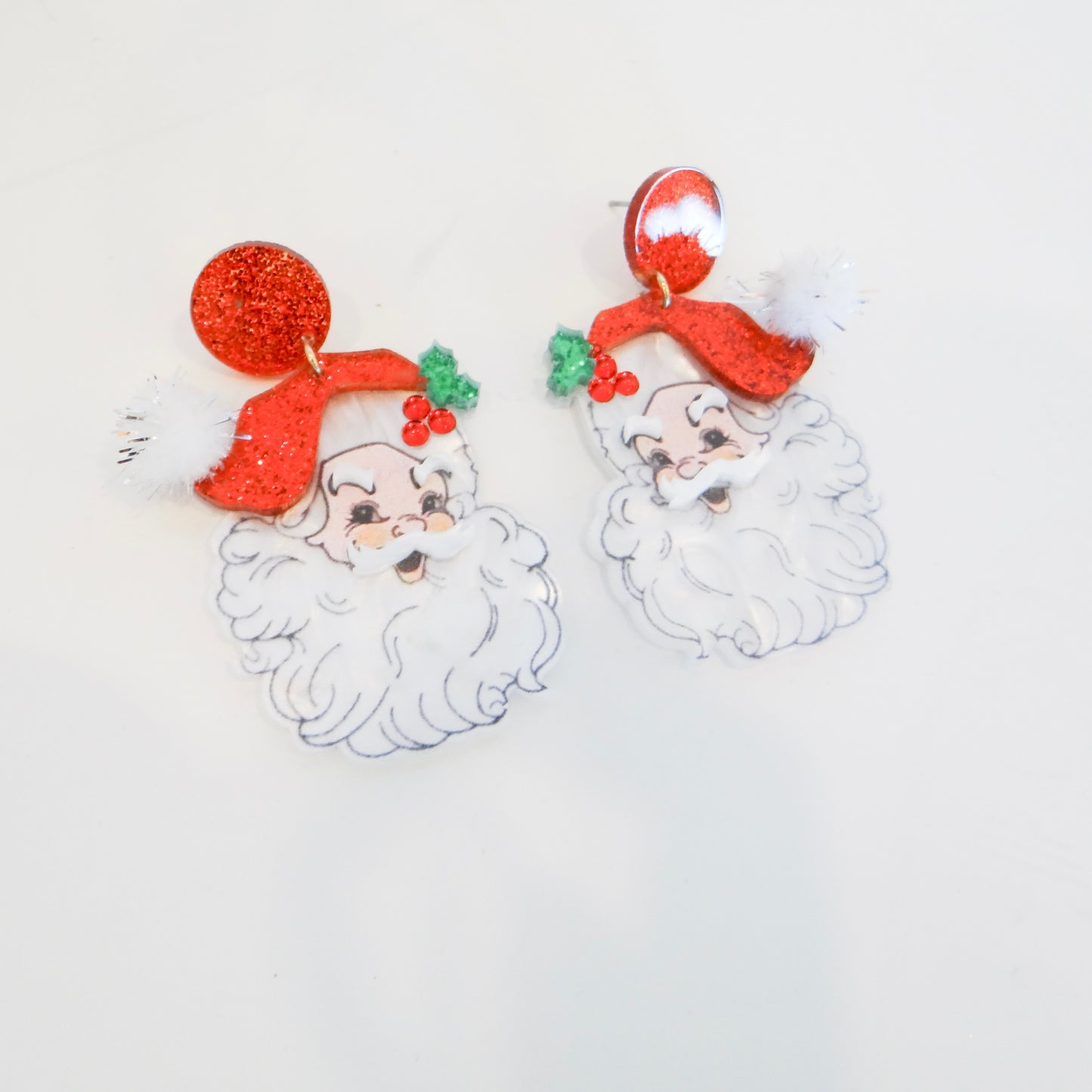 Christmas Santa Glitter Dangle Earrings