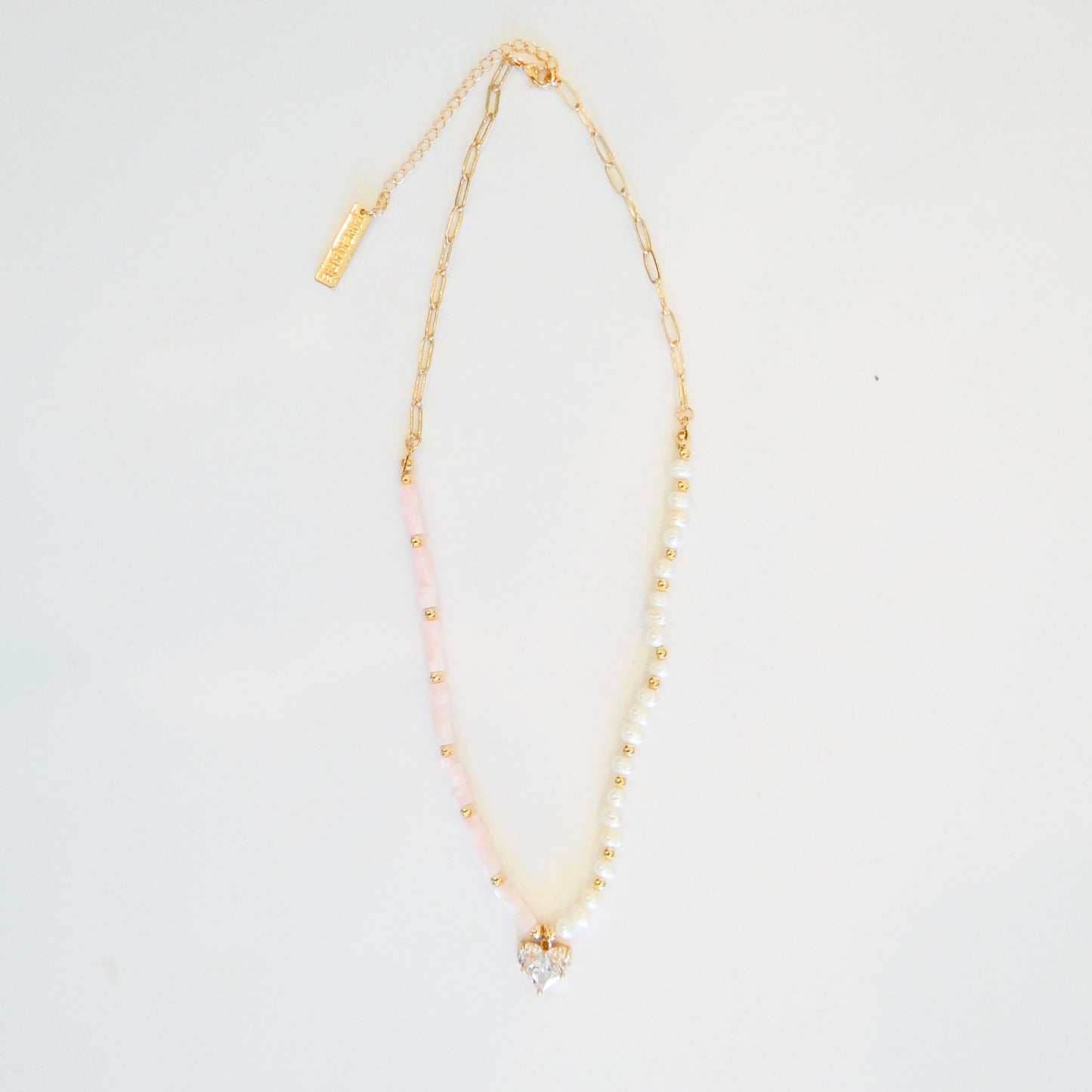 Pink Shell and Pearl Necklace