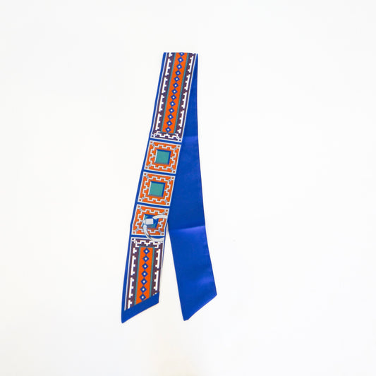 Blue Geometric Twilly Scarf