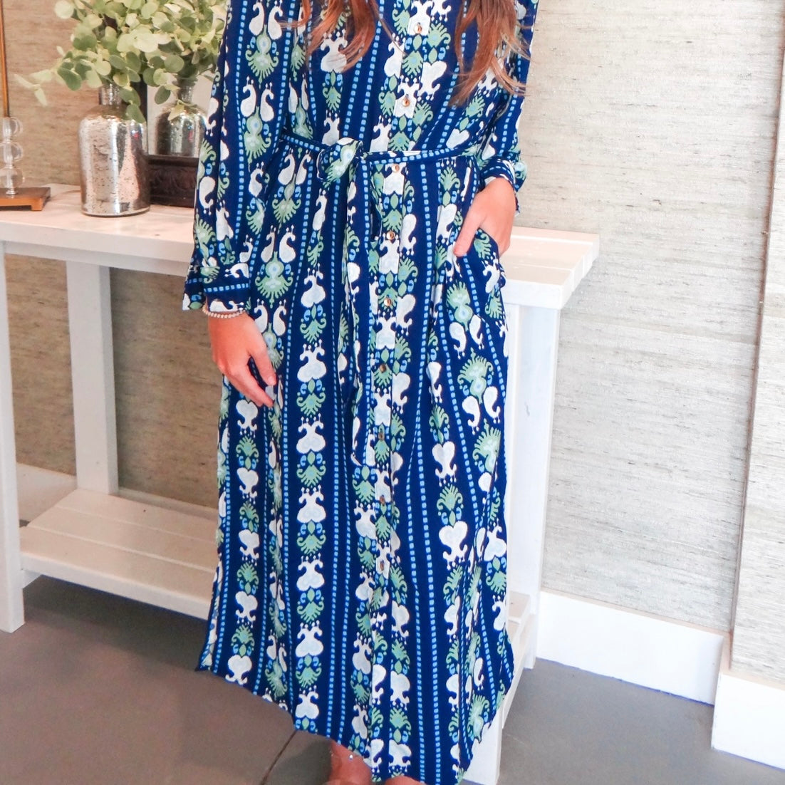 Ava Ikat Stripe Dress