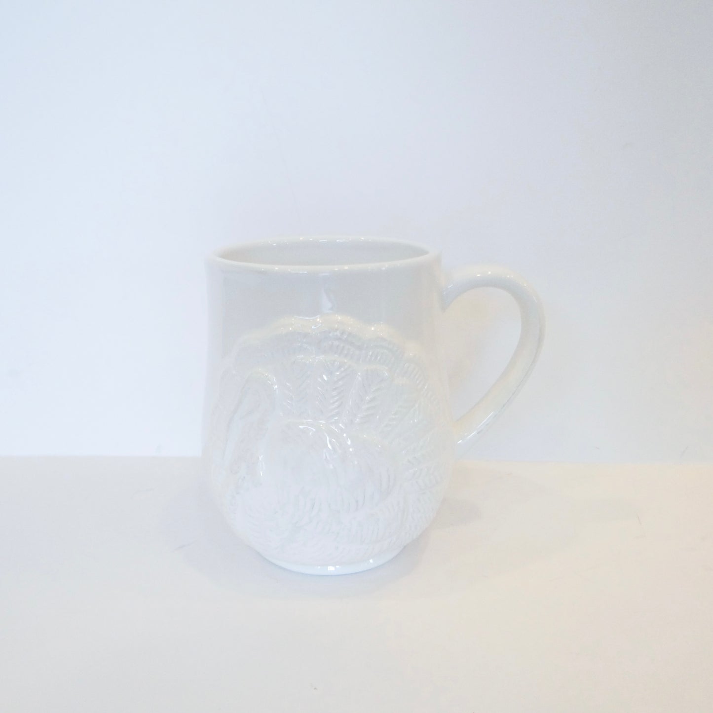 White Embossed Turkey Mug