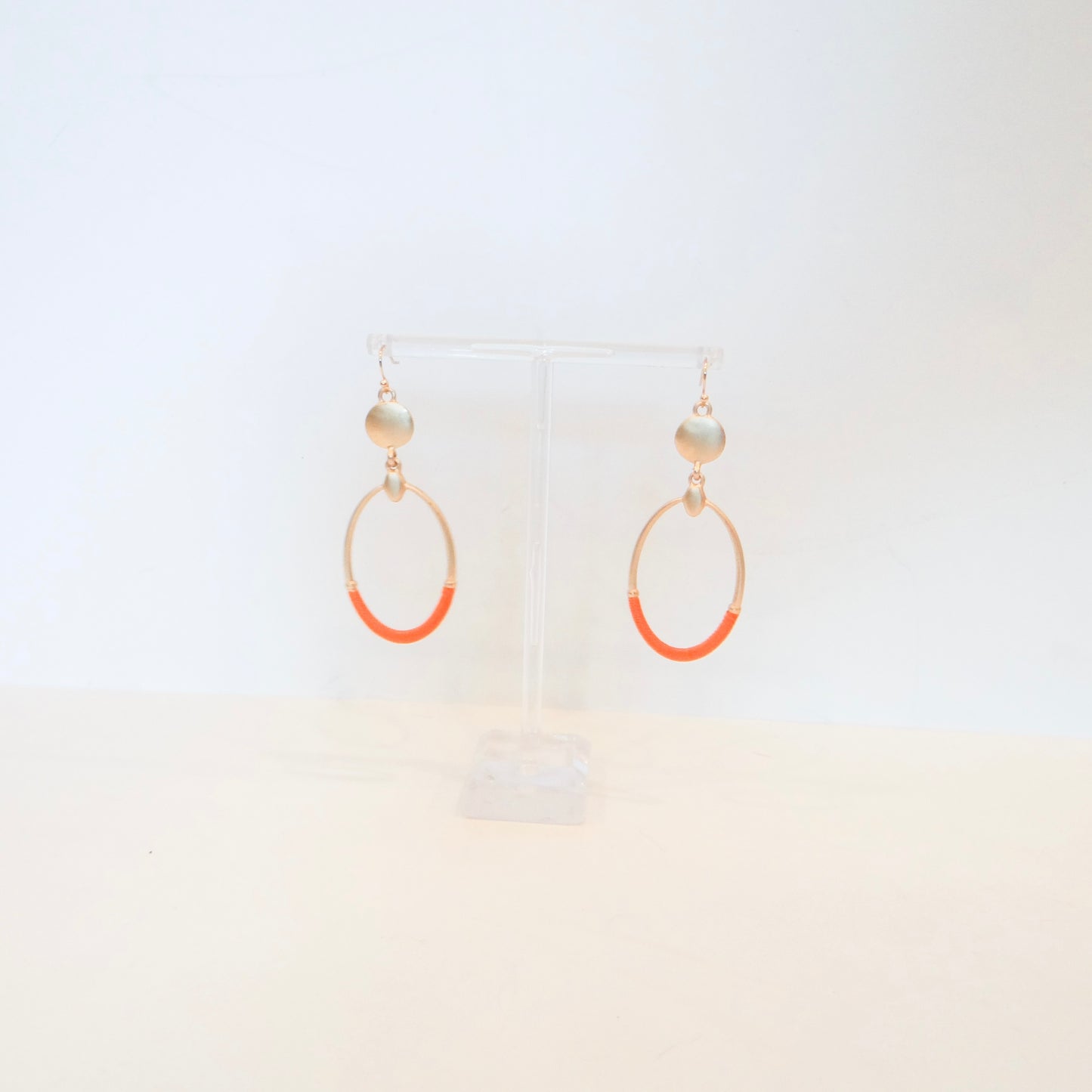 Gold and Orange Dangle Earrings