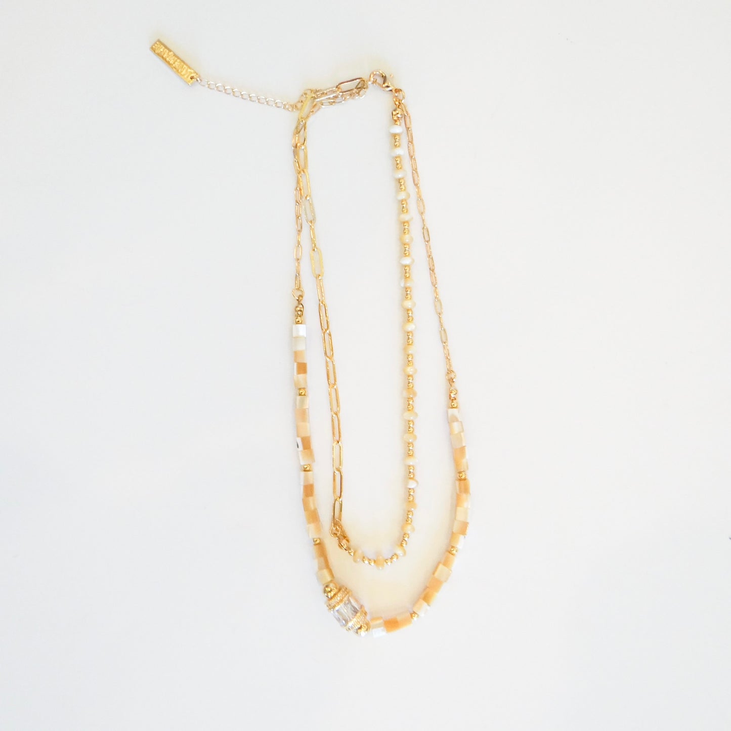 Layered Natural Shell and Gold Necklace