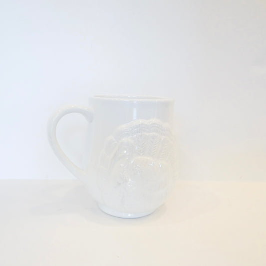 White Embossed Turkey Mug