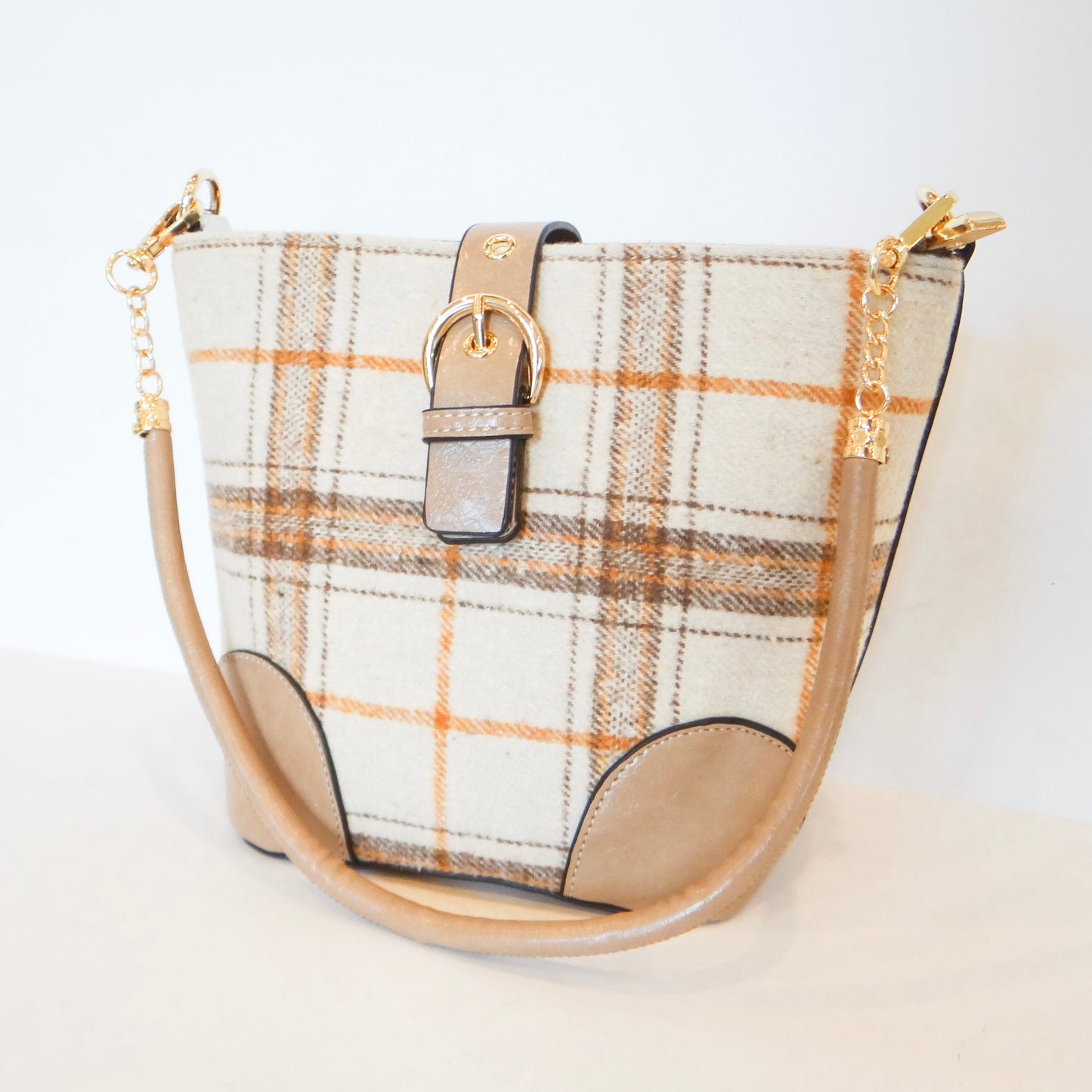 Georgina Plaid Bucket Bag