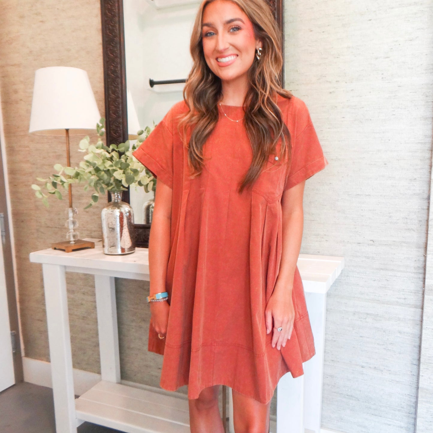 Pleated Mini Dress