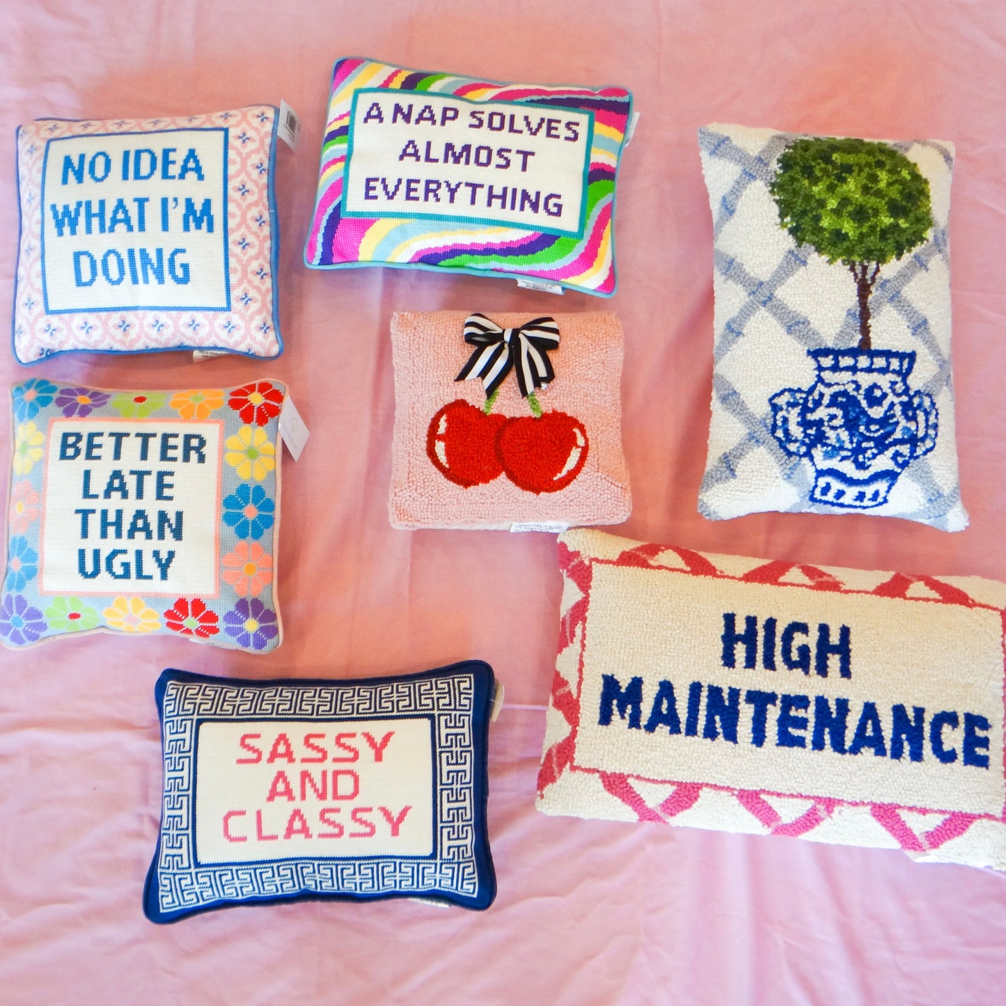Hook and Needlepoint Pillows