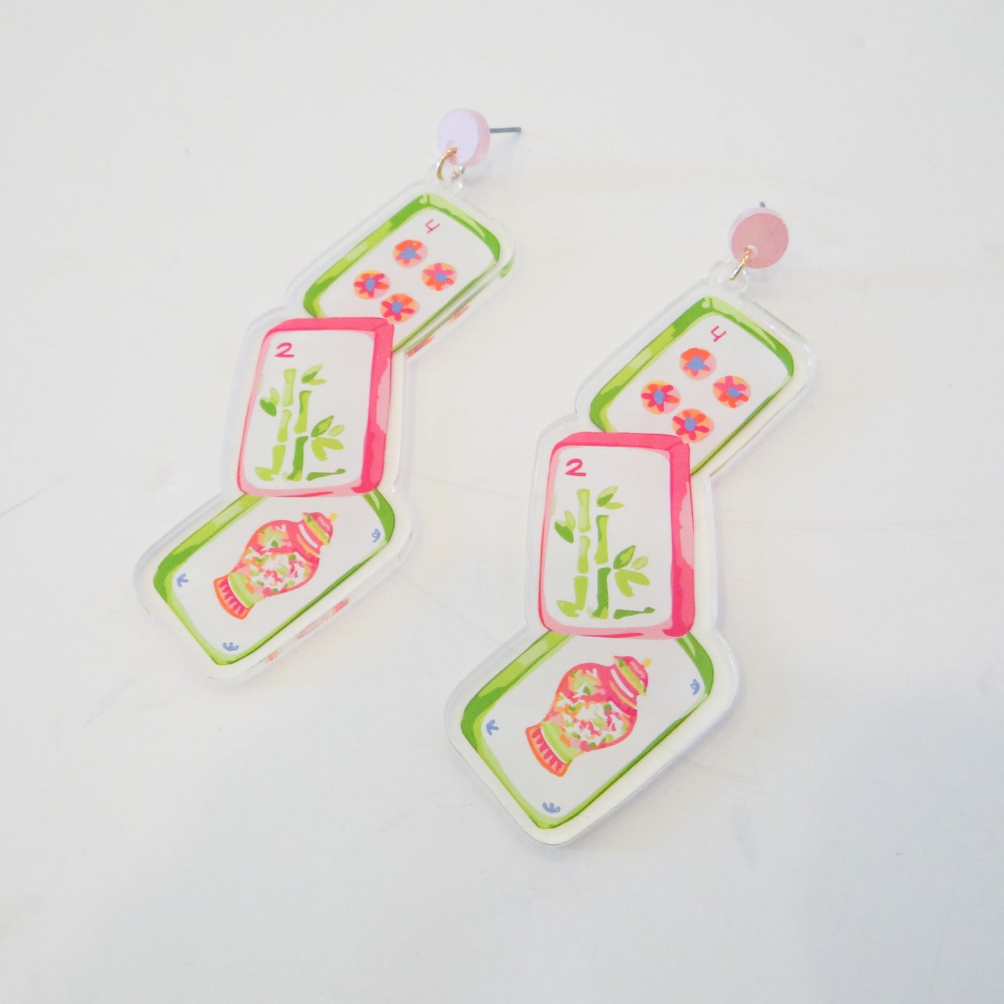 Mahjong Tiles Acrylic Earrings