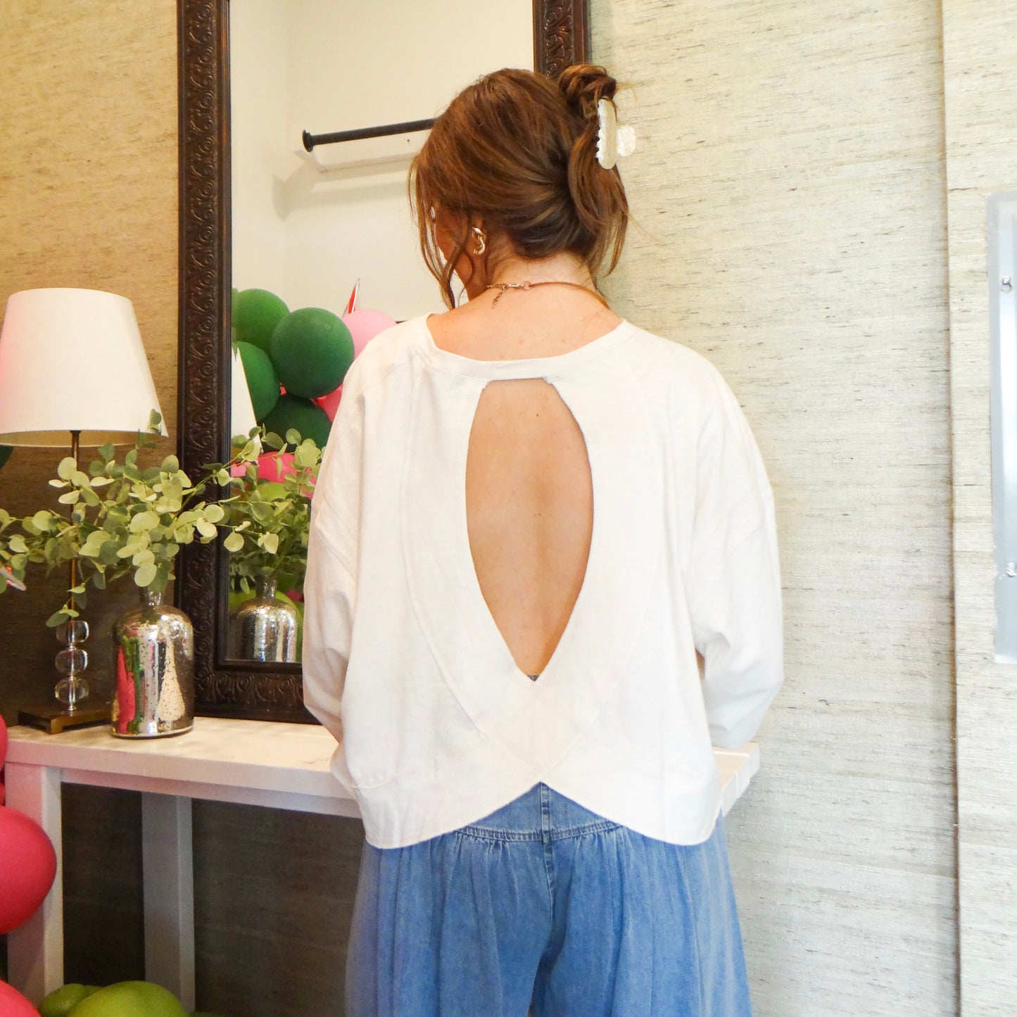Bone Open Back Shirt