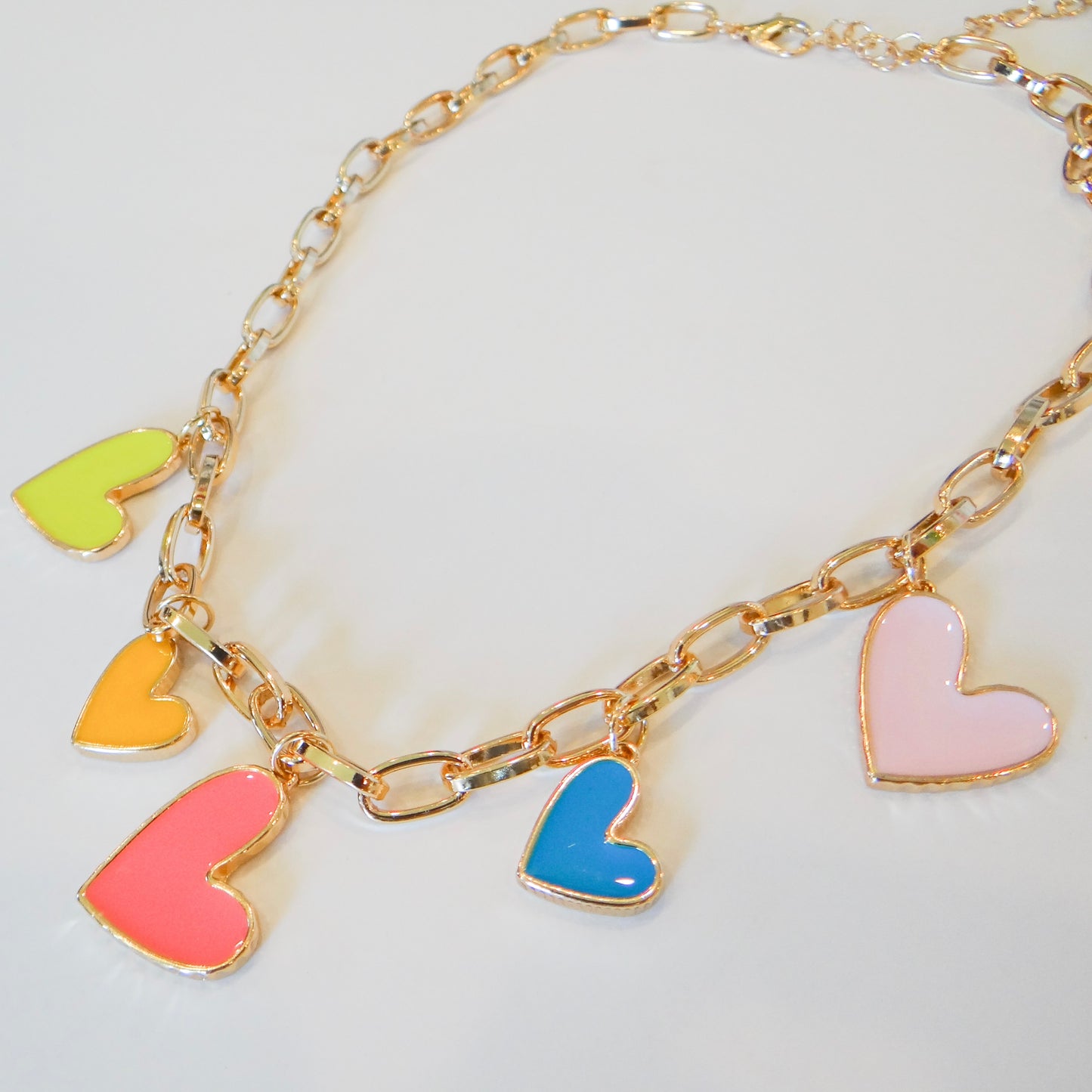 Colorful Heart Charm Necklace