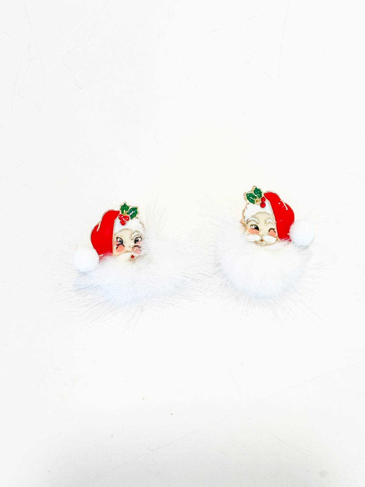 Fuzzy Santa Earrings