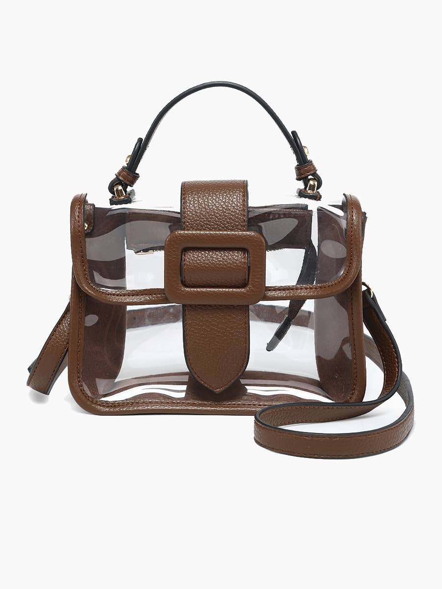 M2728 Toni Clear Flapover Crossbody Bag: Black