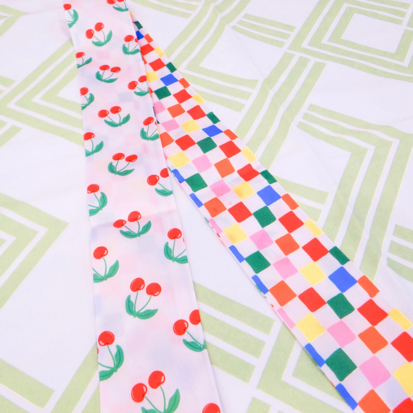 Checkered Cherry Skinny Scarf