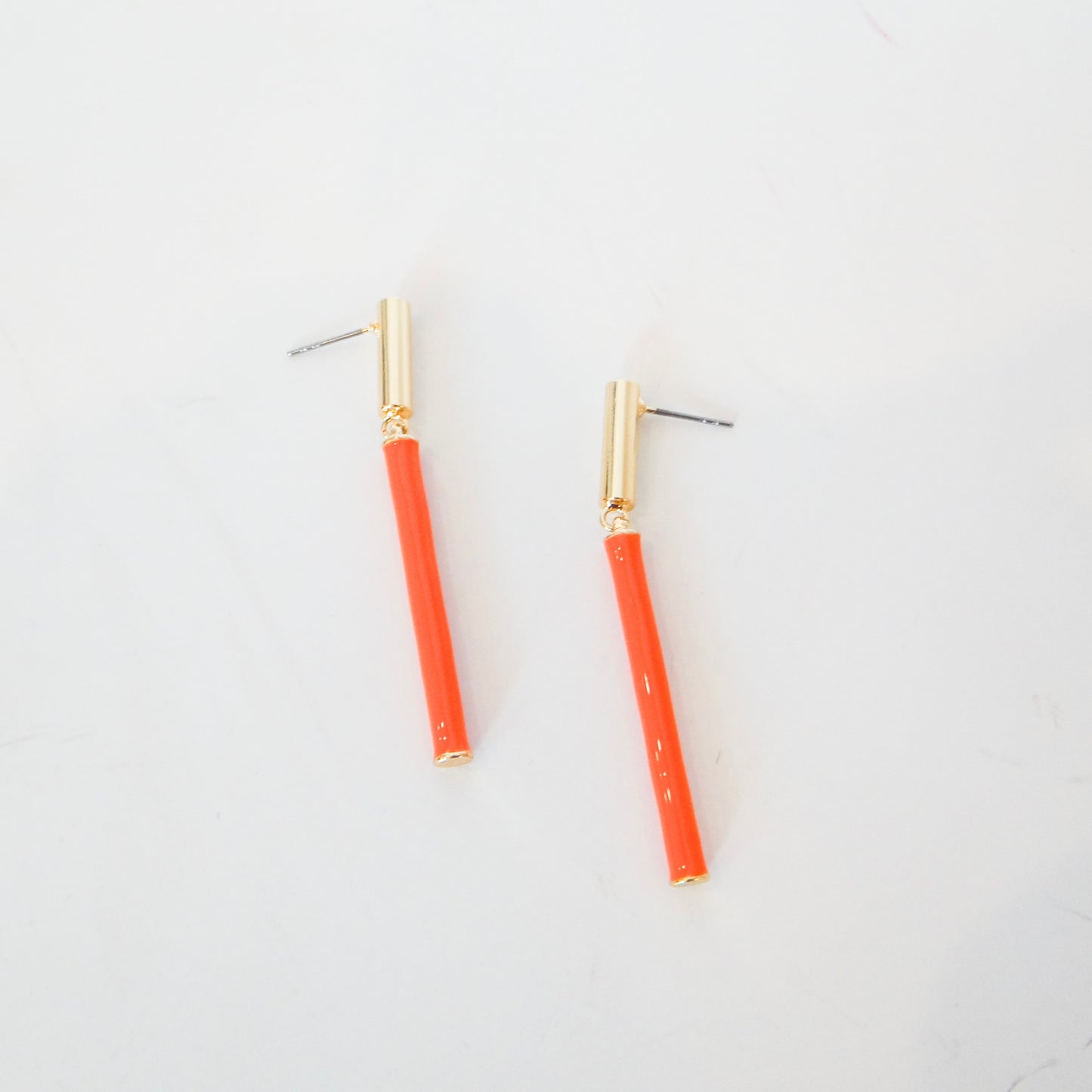 Gold and Orange Dangle Earrings