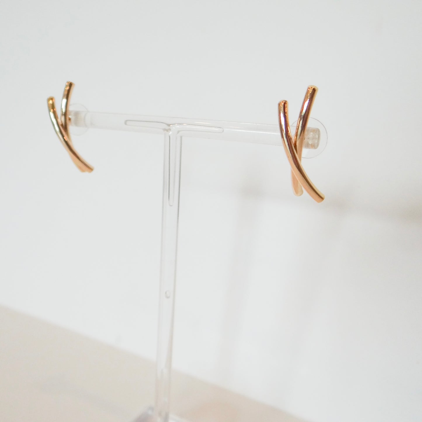 Crossed Bar Stud Earrings