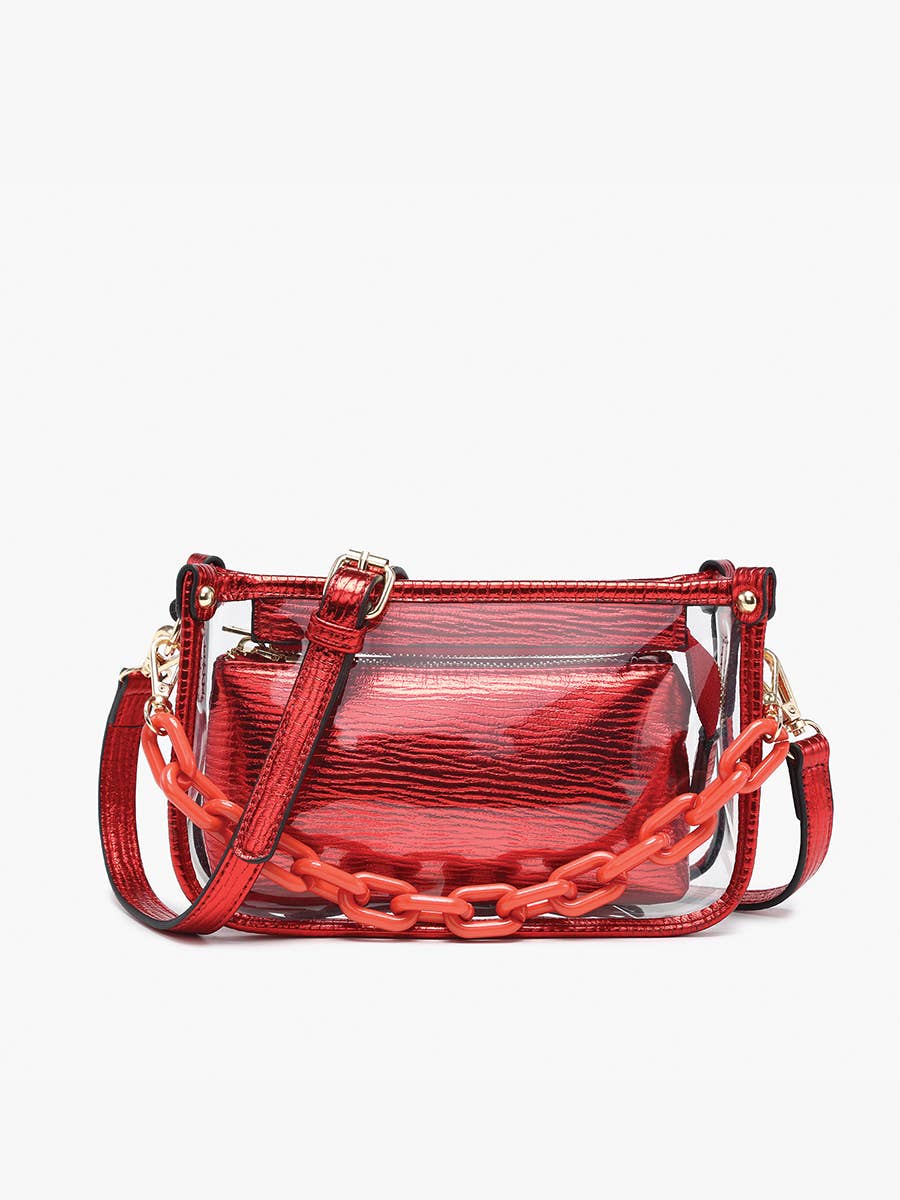 M2226CR Jessica Clear Crossbody w/ Chain: Orange