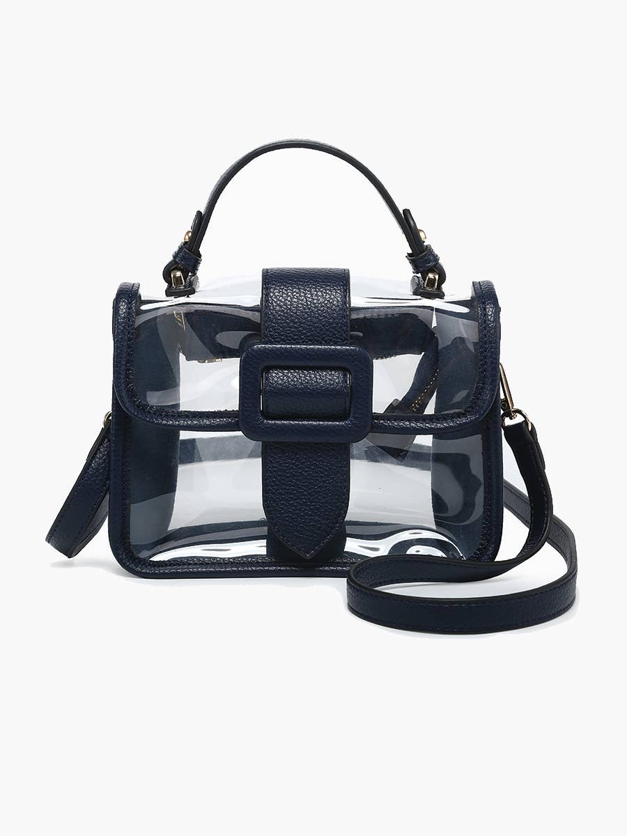 M2728 Toni Clear Flapover Crossbody Bag: Black