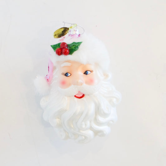 Retro Pink Santa Ornament
