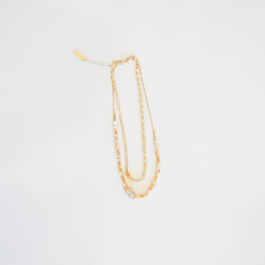 Layered Natural Shell and Gold Necklace