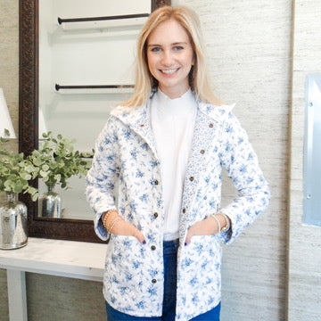 Picnic Floral Navy Quilted Jacket