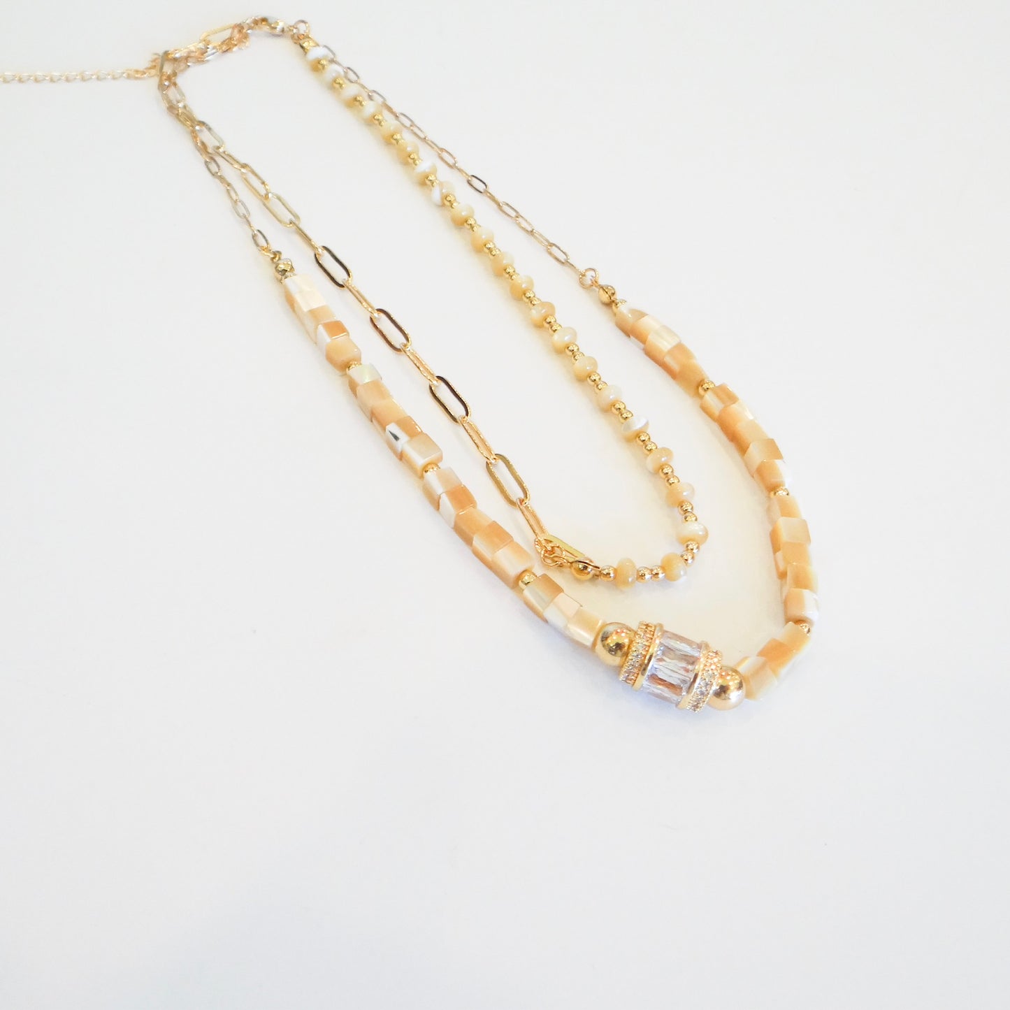 Layered Natural Shell and Gold Necklace