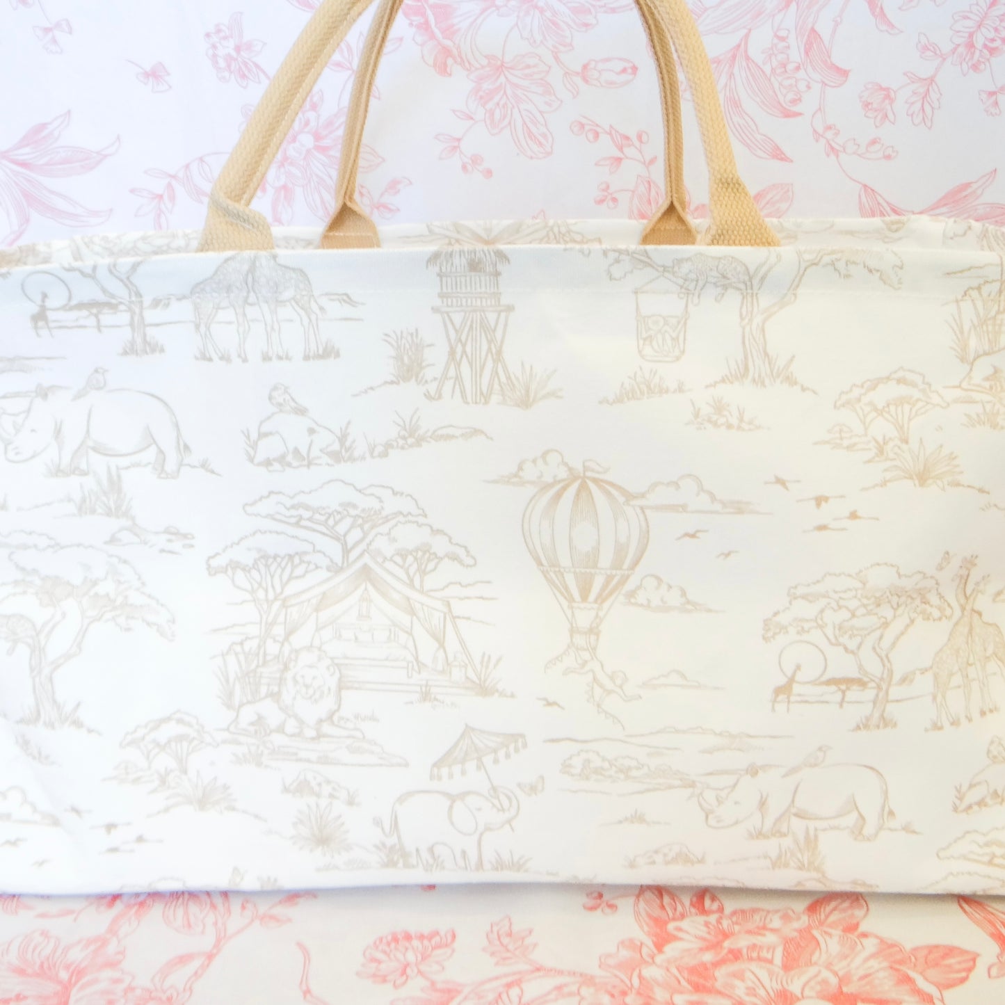 Sweet Safari Toile Storage Tote