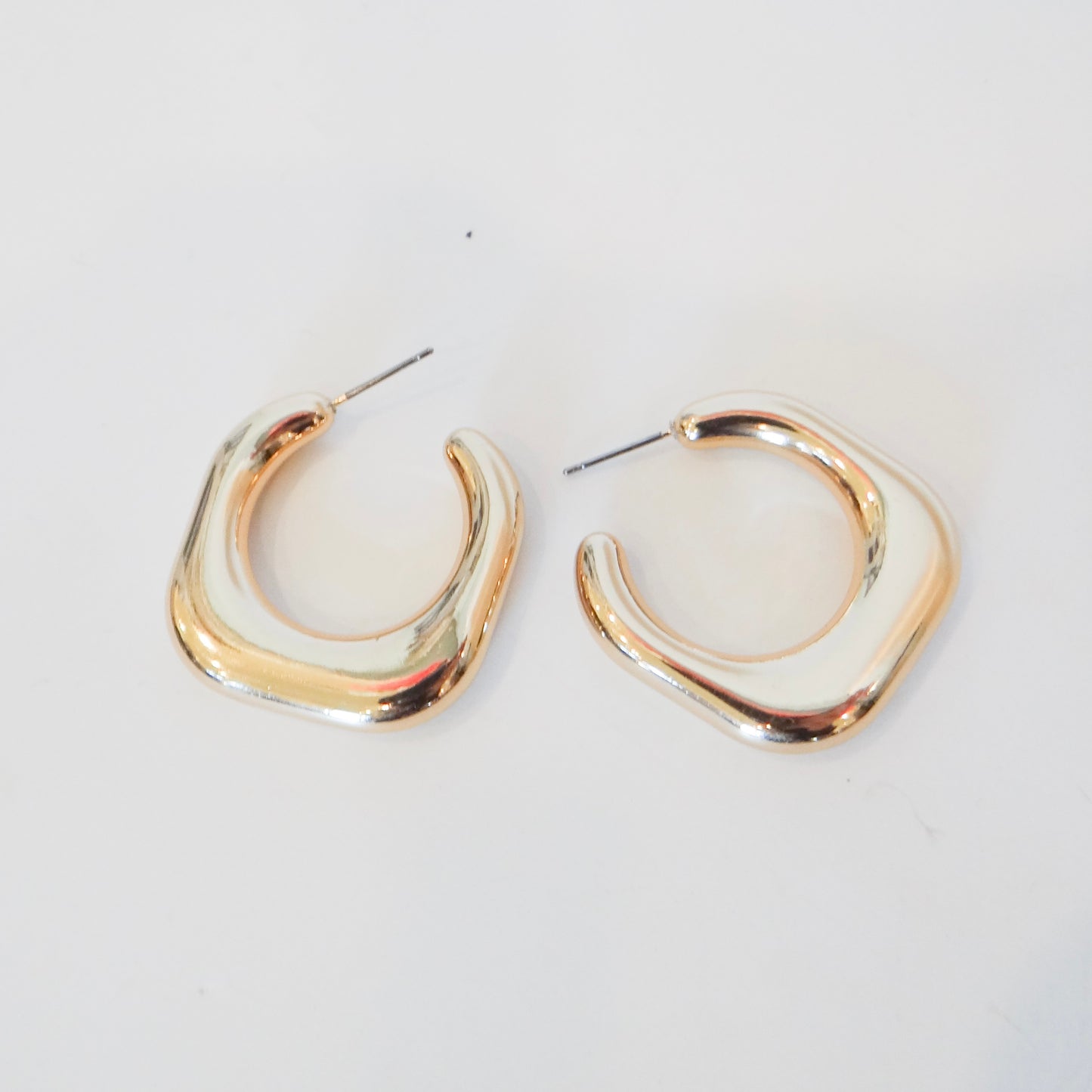 Gold Round Square Hoops