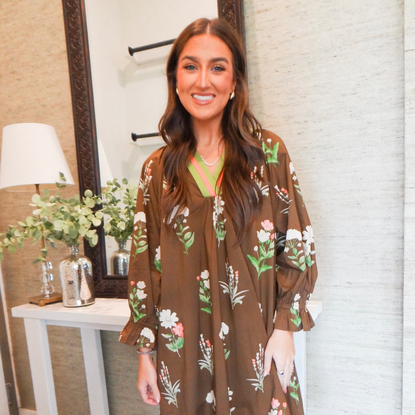 Brown Floral Mini Dress