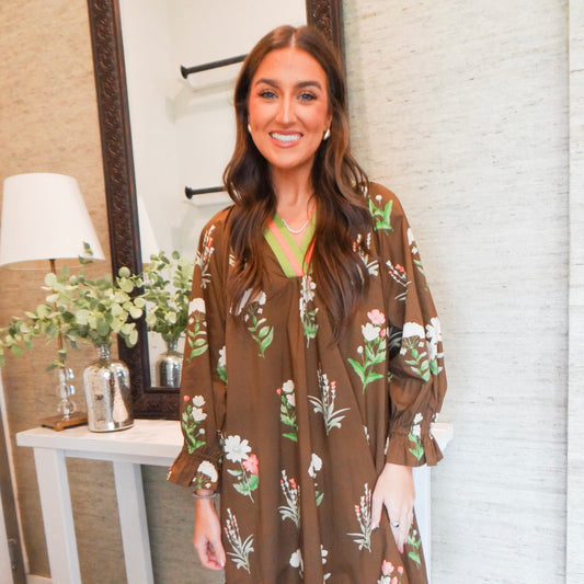 Brown Floral Mini Dress