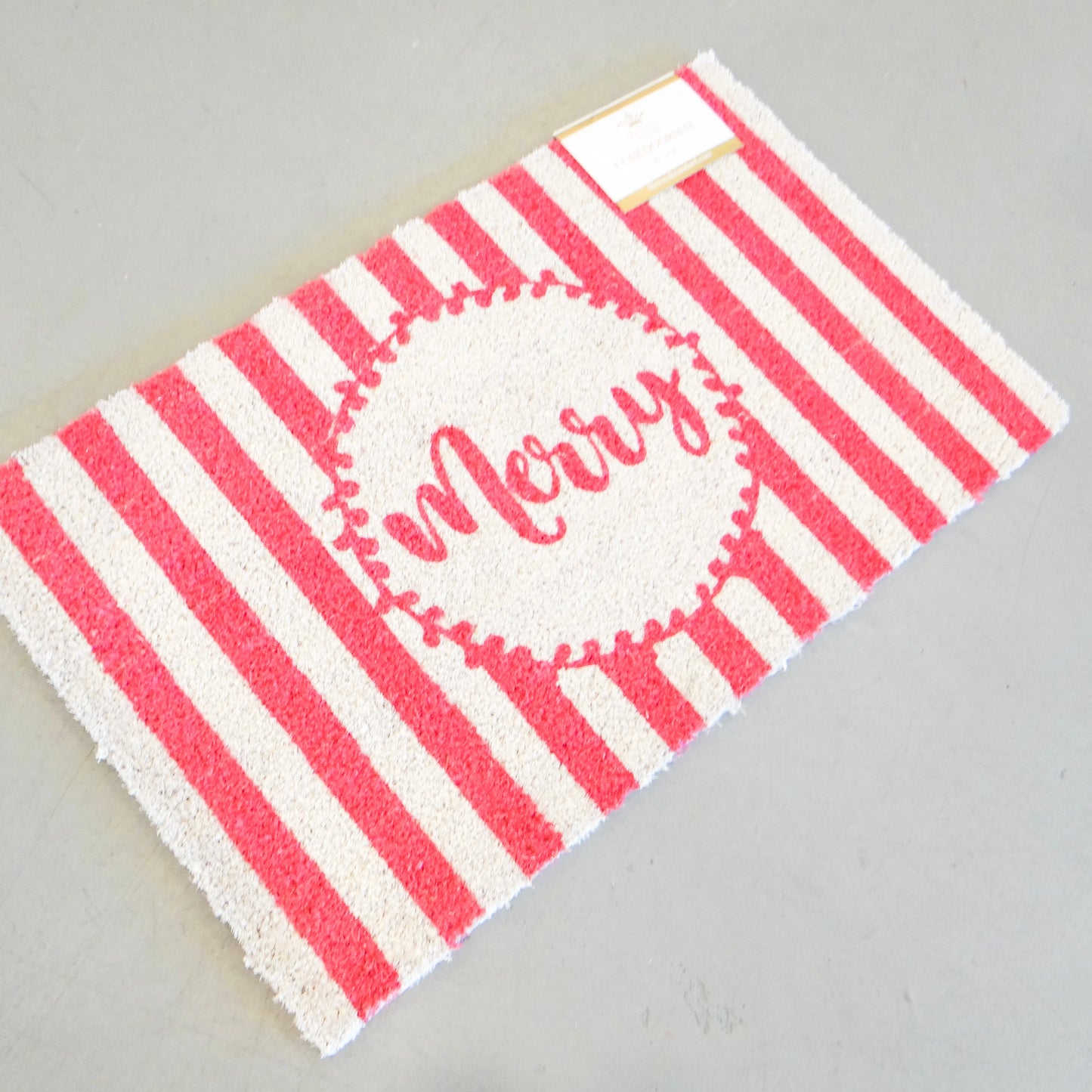 Merry Script Stripe Doormat