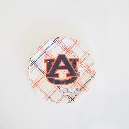 Auburn Plaid Paper Dinner Plates