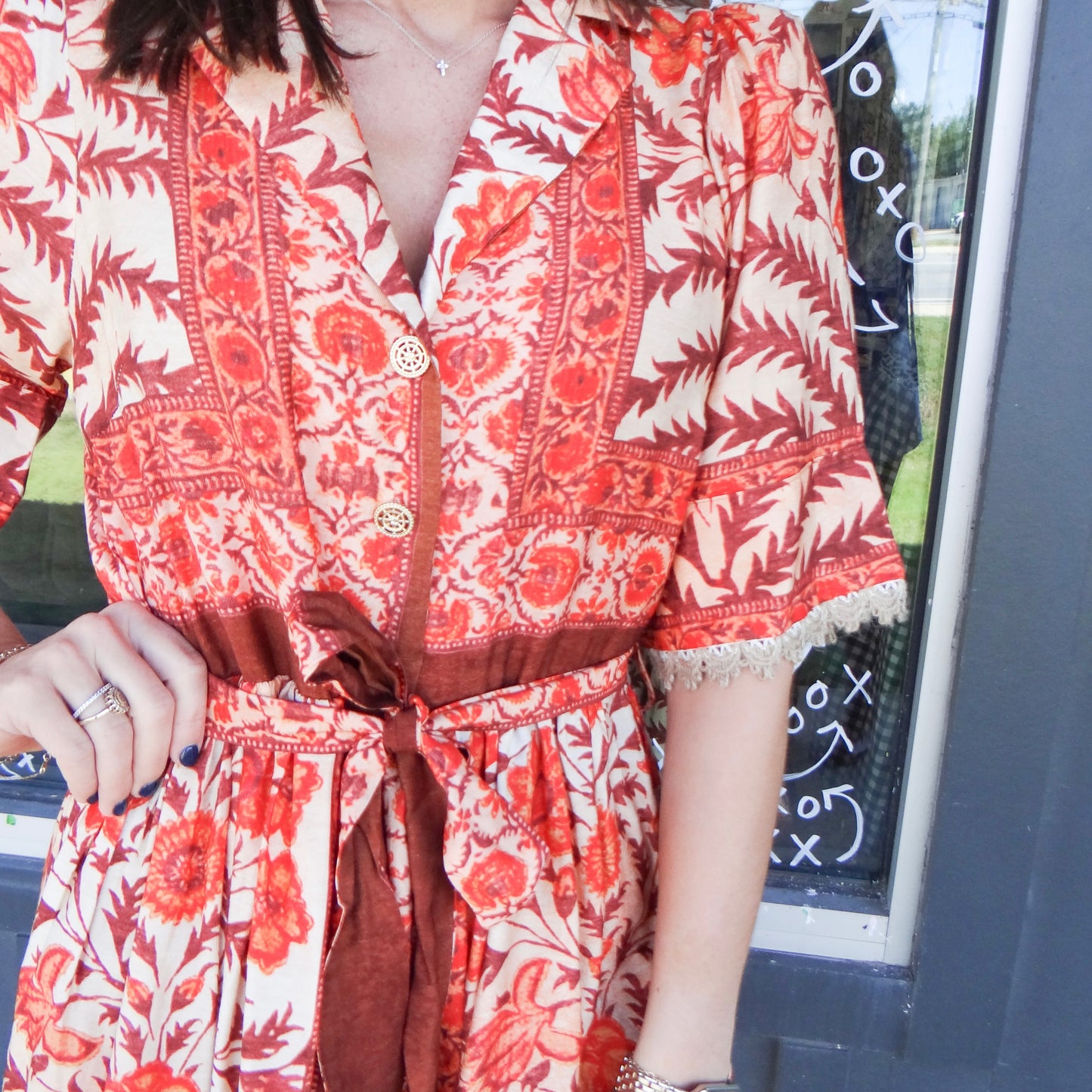 Orange Out Belted Dress