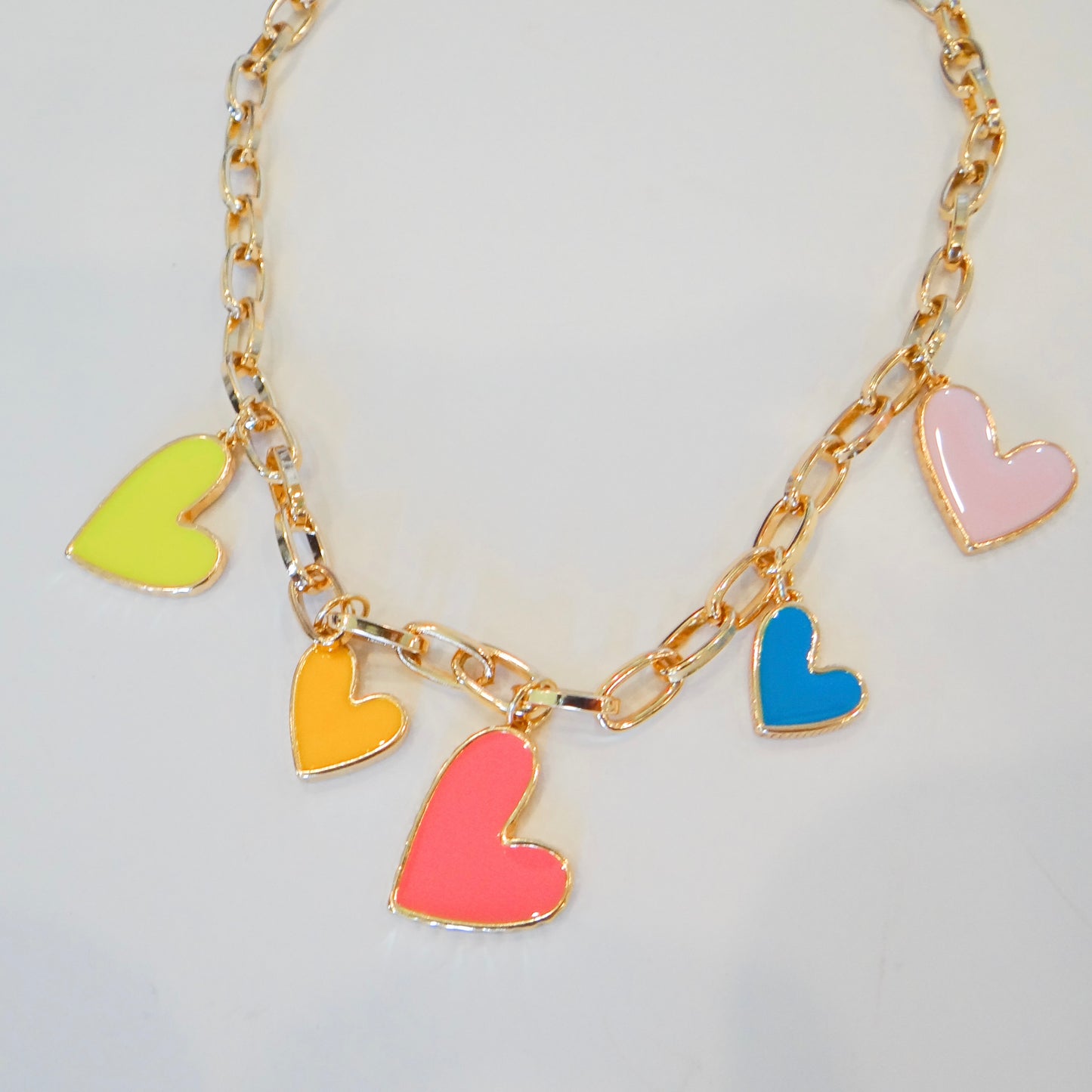 Colorful Heart Charm Necklace