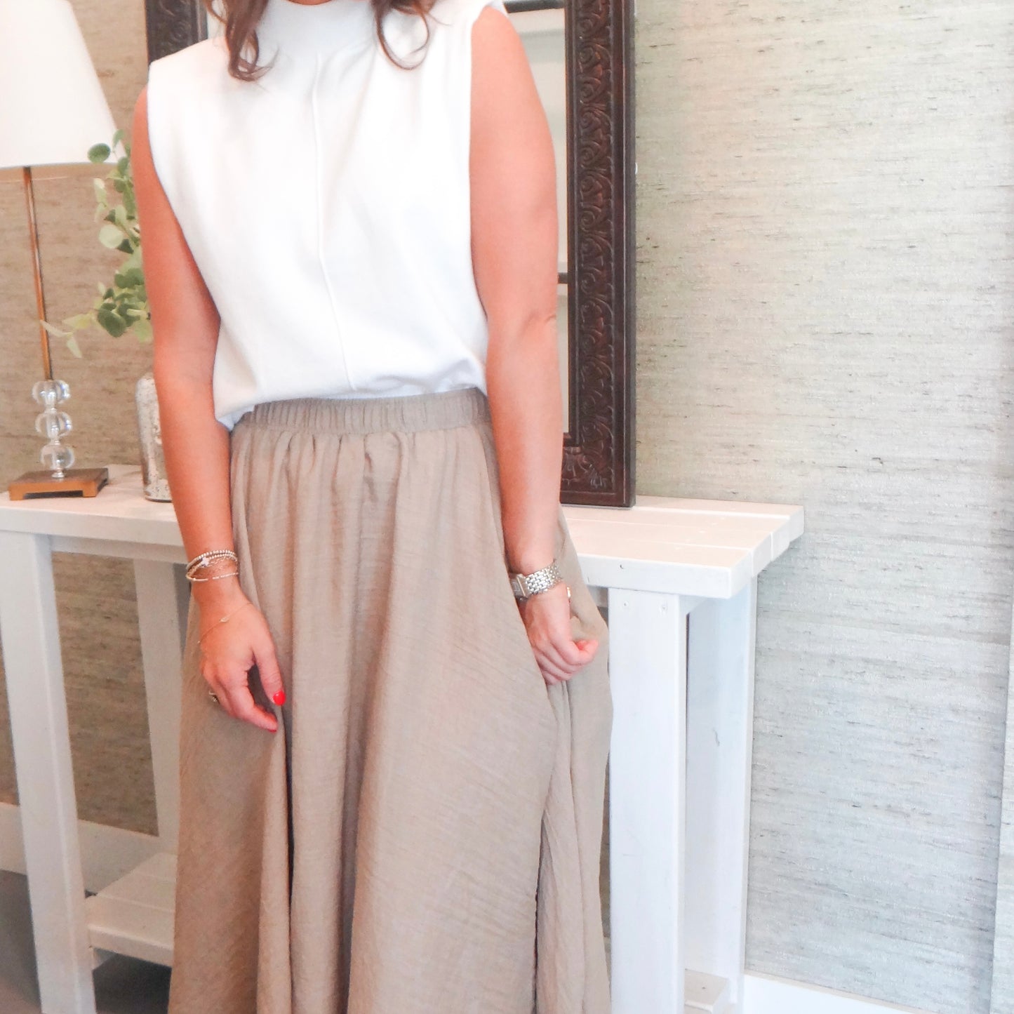 Taupe Midi Skirt