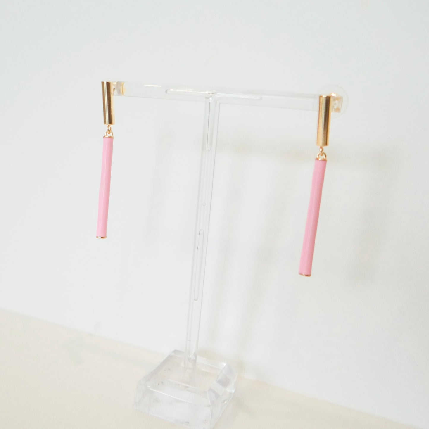 Pink Linked Bar Earrings