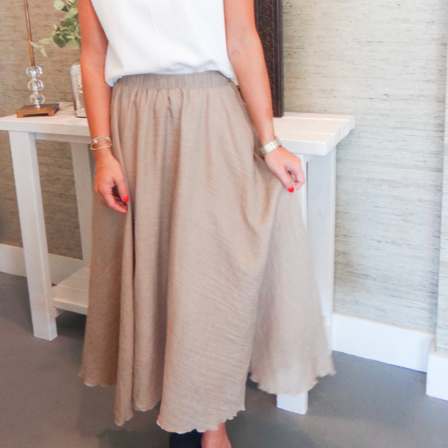 Taupe Midi Skirt
