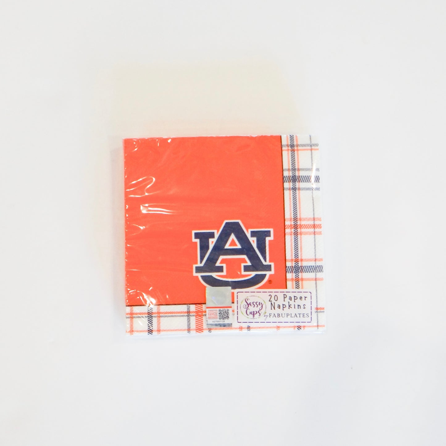 Auburn Orange and Plaid Cocktail Napkins