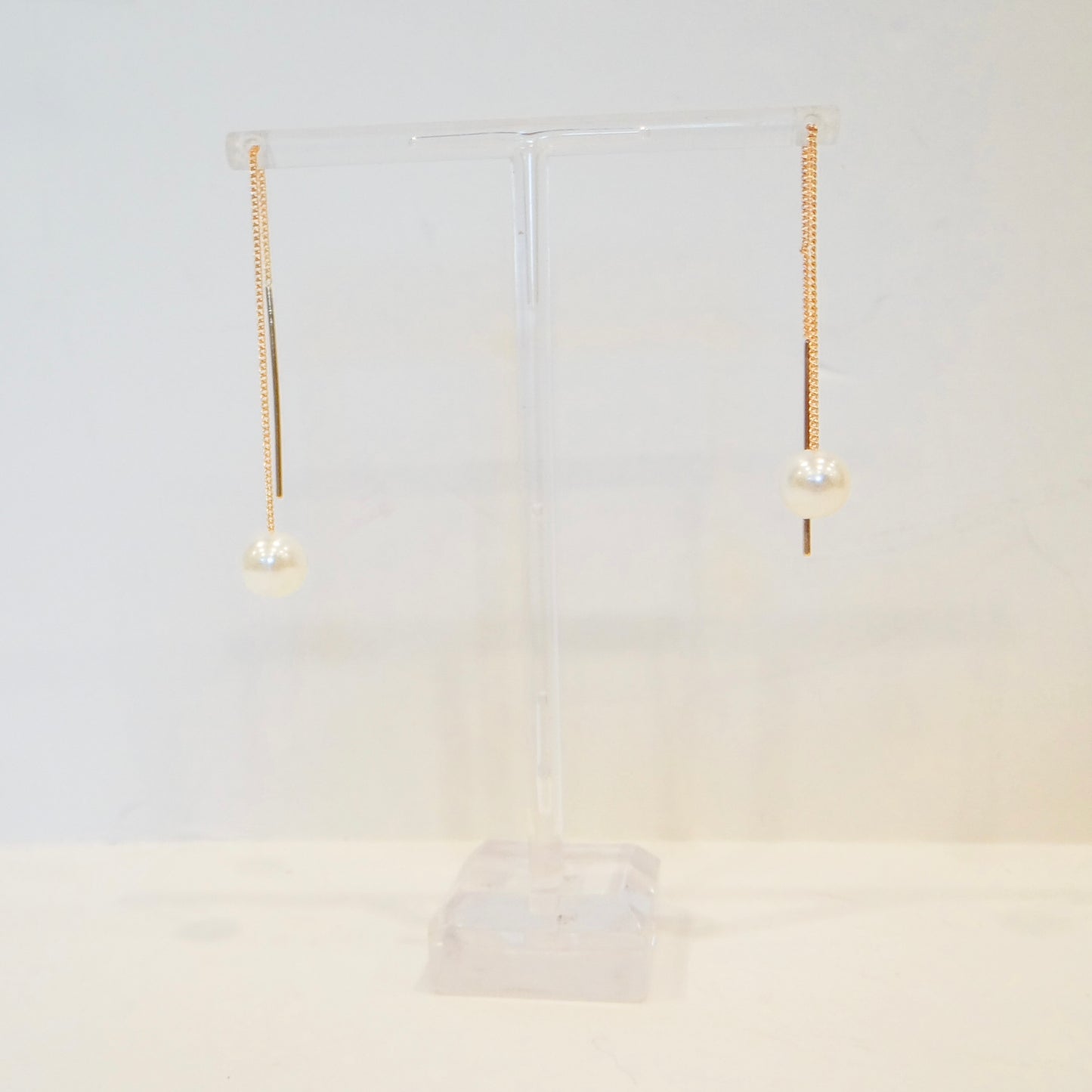 Gold Drop Pearl Earrings