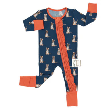 Girl's Ruffle Navy Tiger Romper