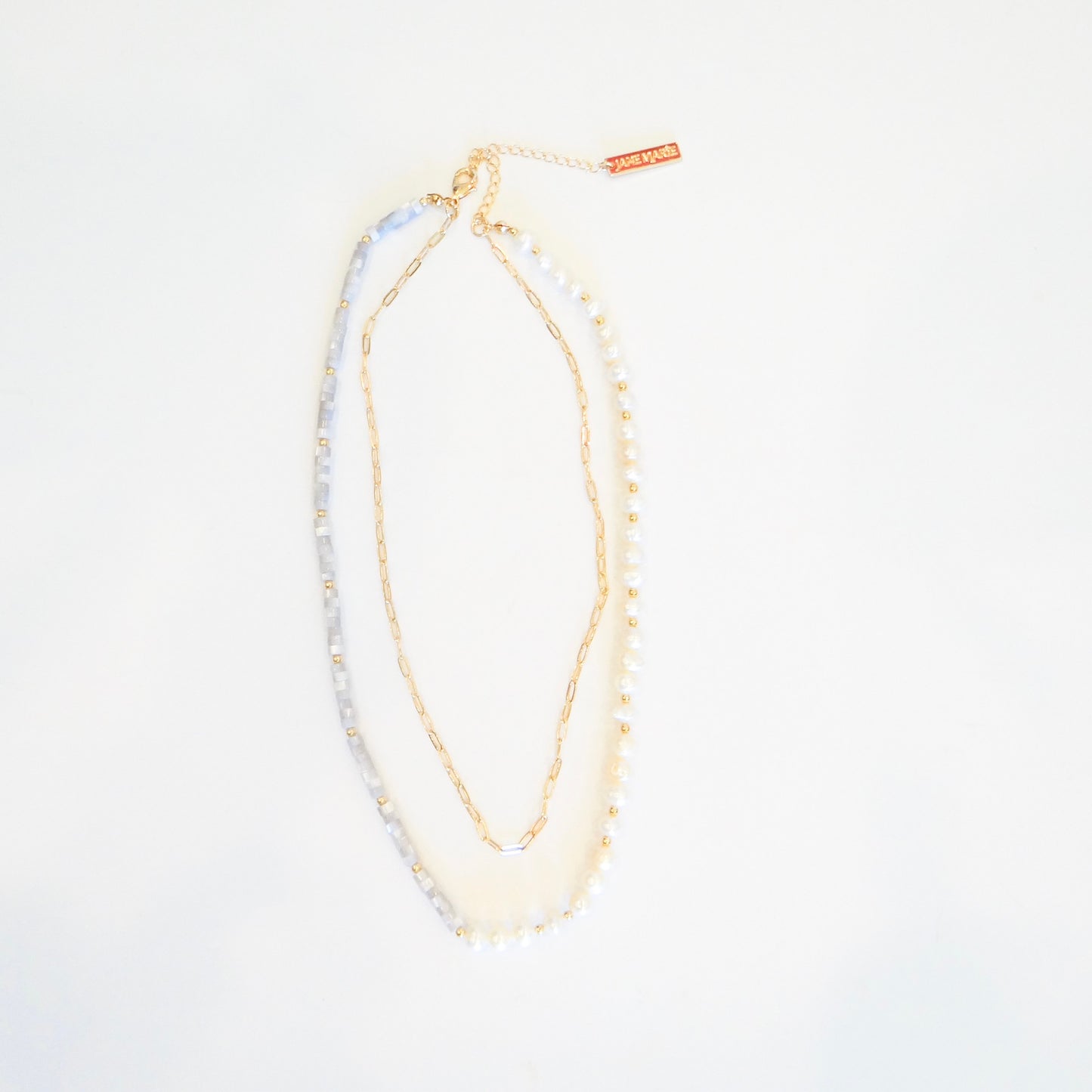 Gray Shell and Pearl Necklace