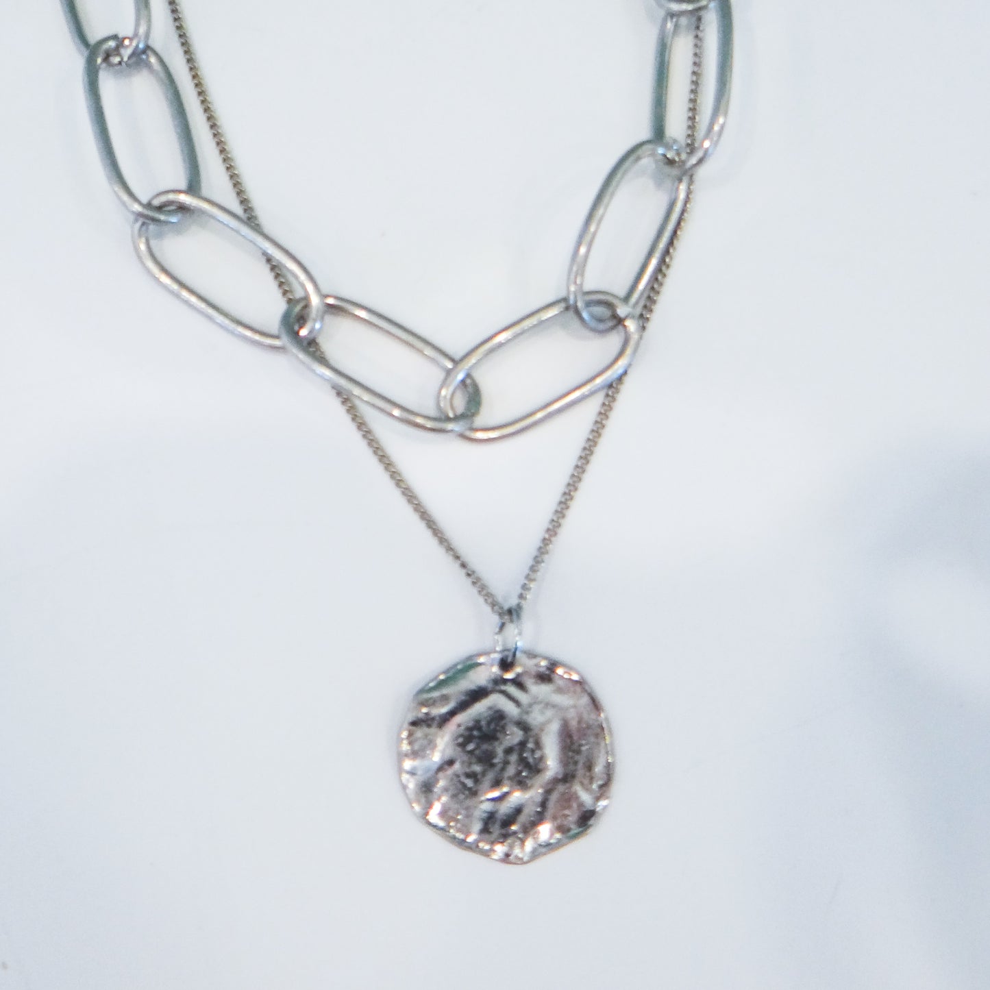 Silver Layered Coin Necklace