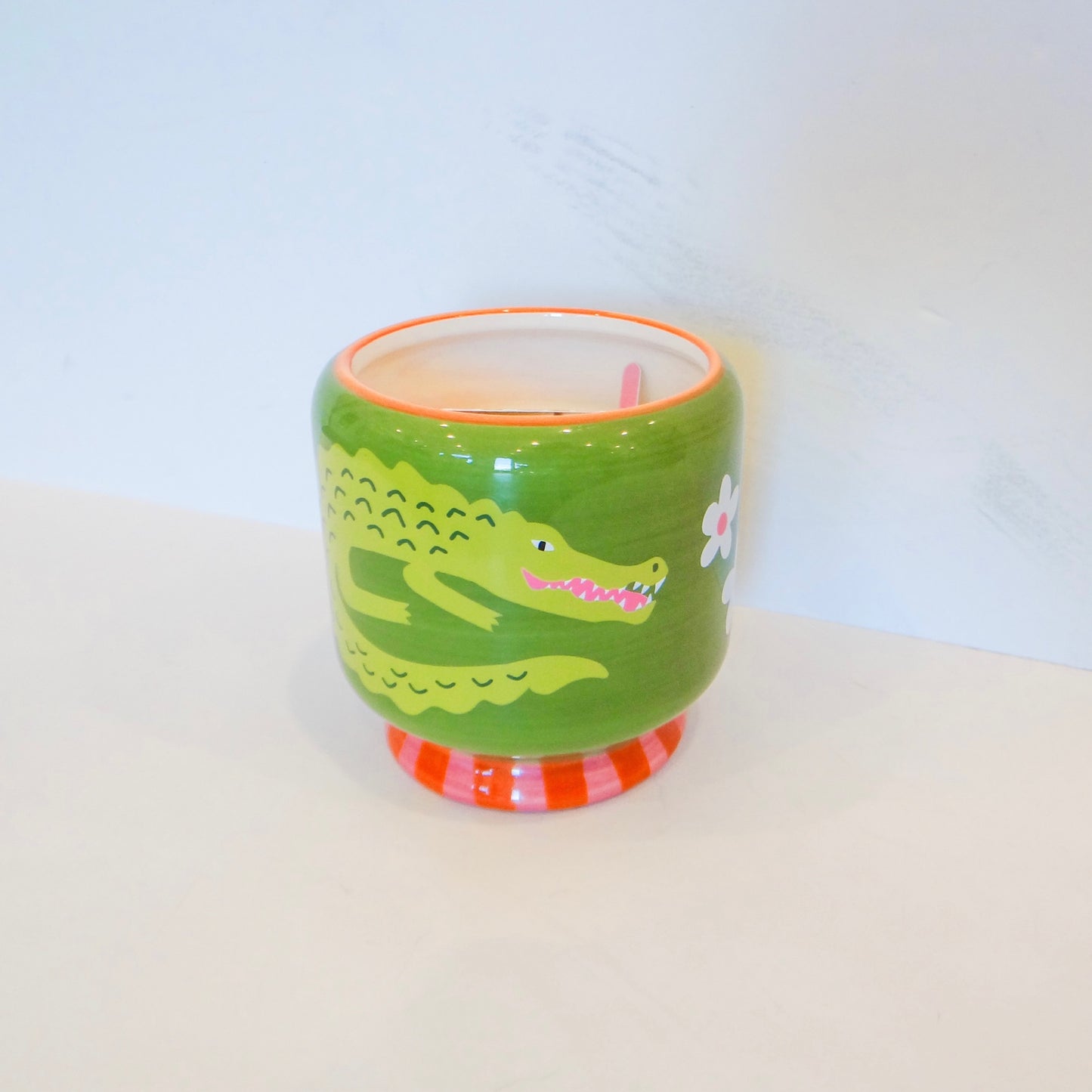 Ceramic Crocodile Candle - Prickly Pear