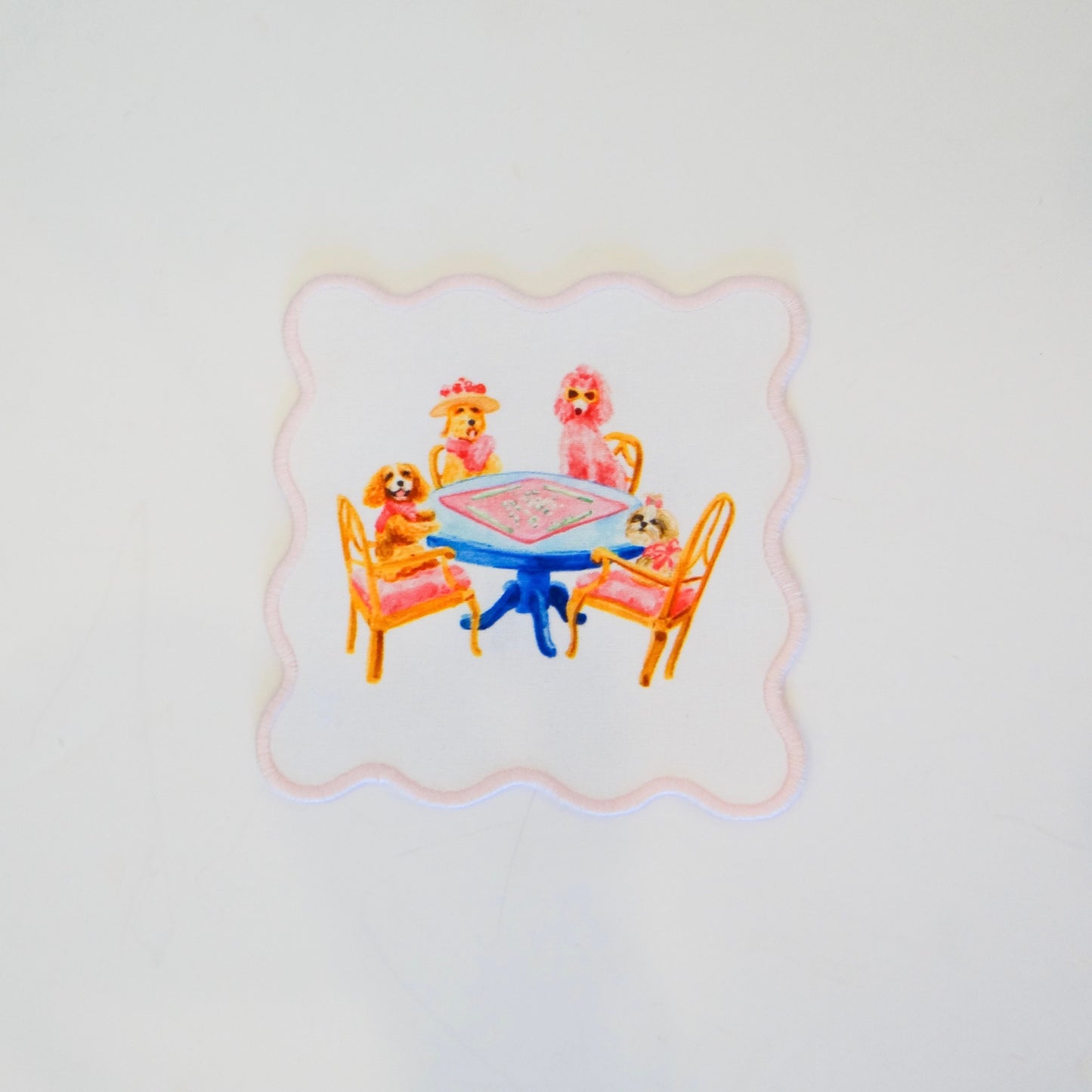 Dogs Playing Mahjong Cocktail Squares