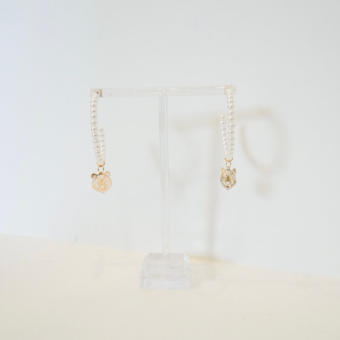 Tiger Pearl Hoop Earrings