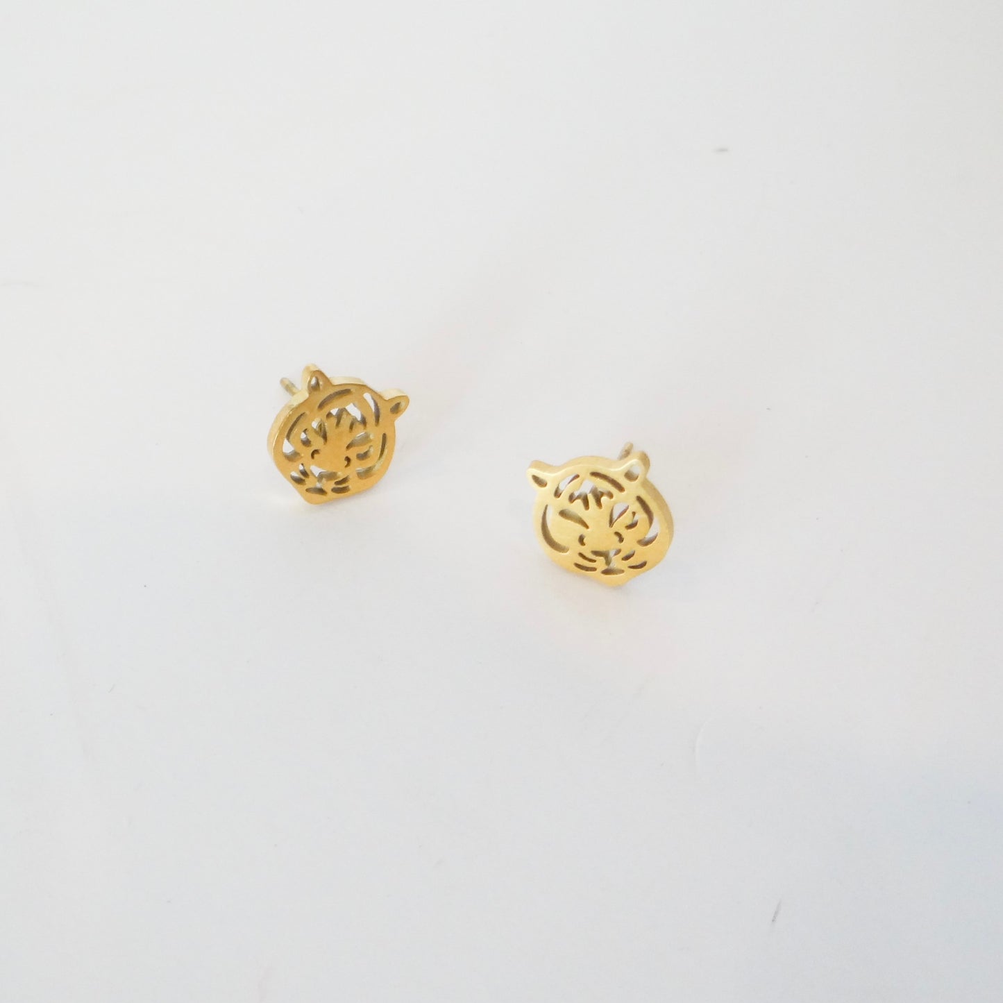 Gold Mini Tiger Stud Earrings