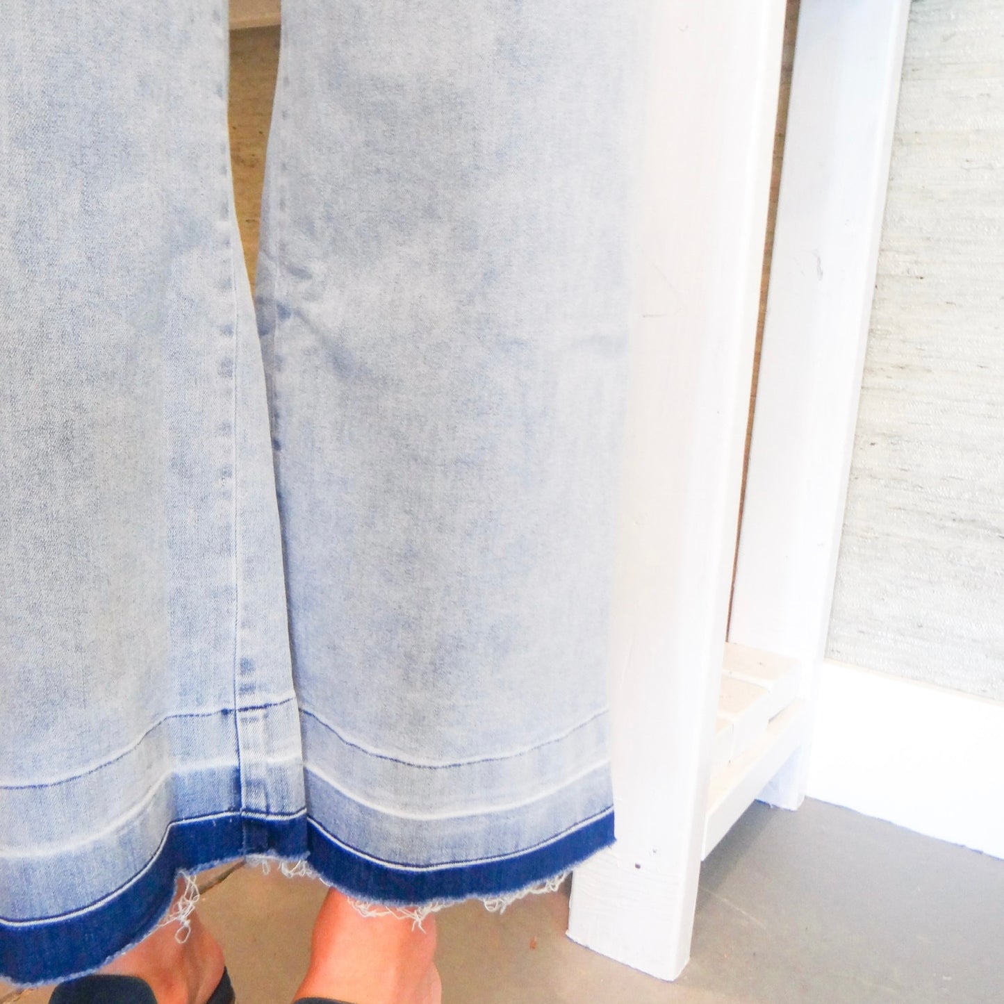 Washed Denim Cropped Pants