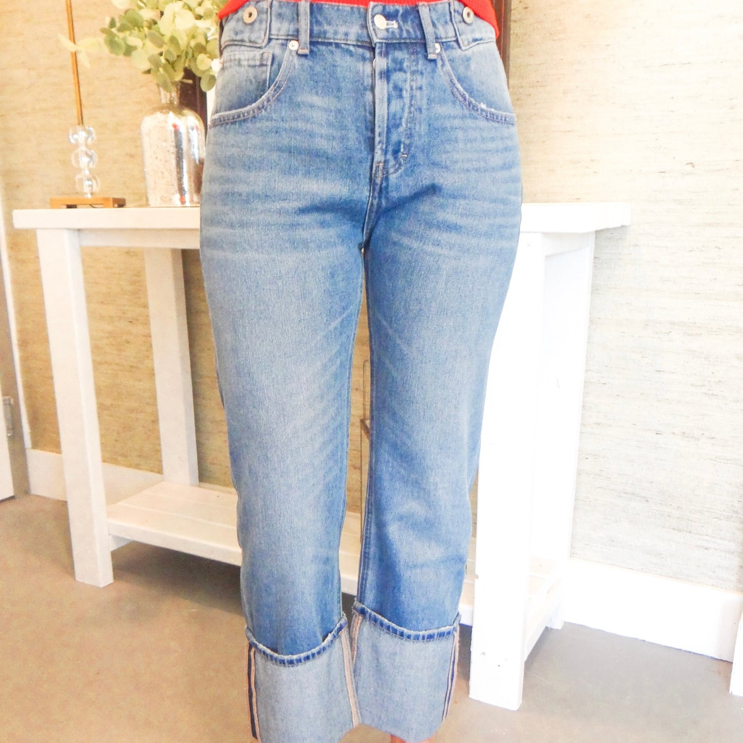 Denim Washed Cuffed Pants