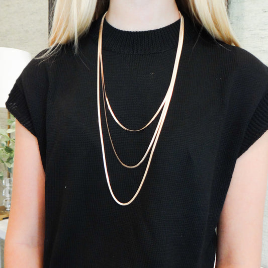 3 Layer Gold Herringbone Necklace