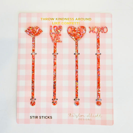 4 pack Love Stir Sticks